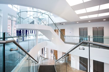 The building’s central stairwell