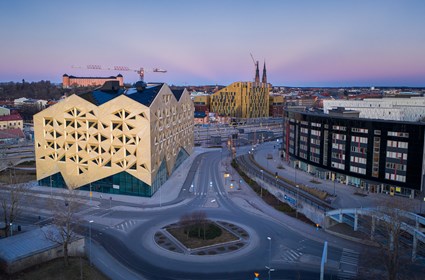 Uppsala has a new office building with a unique architecture.