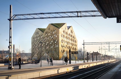 Juvelen is the first building that meets travelers when the trains roll into Uppsala.