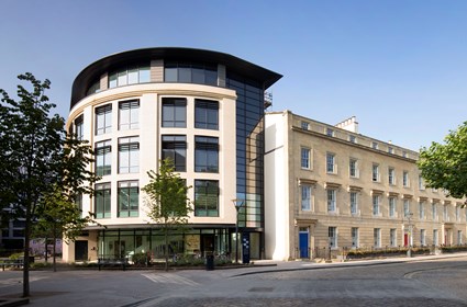 The 66 Queen Square development showing both the new build section and original Georgian façade