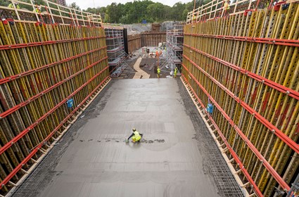 The concrete is estimated to reduce carbon dioxide emissions by at least 40 percent.