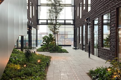 The green atrium invites you to socialize.